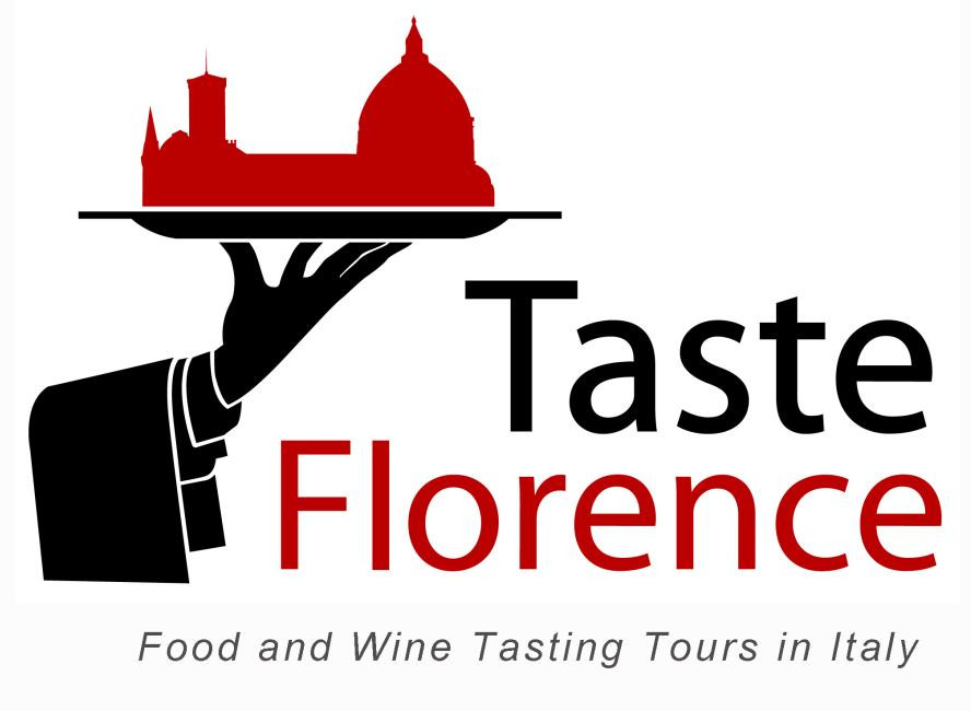 logo stilizzato taste di firenze rosso e nero mano con vassoio