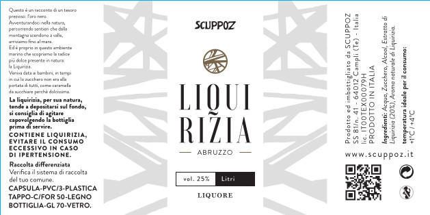 etichetta bottiglia di Liquirizia Scuppoz