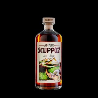 Amaro Della Laga SCUPPOZ, liquore abruzzese con erbe e radici di montagna.