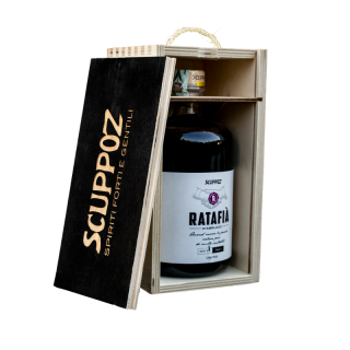 Contenitore box di legno coperchio nero scritta Scuppoz per bottiglie da 1L idea regalo Teramo Abruzzo