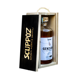 Contenitore box di legno coperchio nero scritta Scuppoz per bottiglie 0,5L idea regalo Teramo Abruzzo